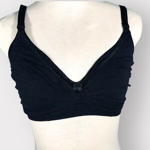 Thyme Maternity Black Nursing Bra Ruched Cups and Adjustable Straps Size 36 DDD